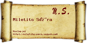 Miletits Sára névjegykártya